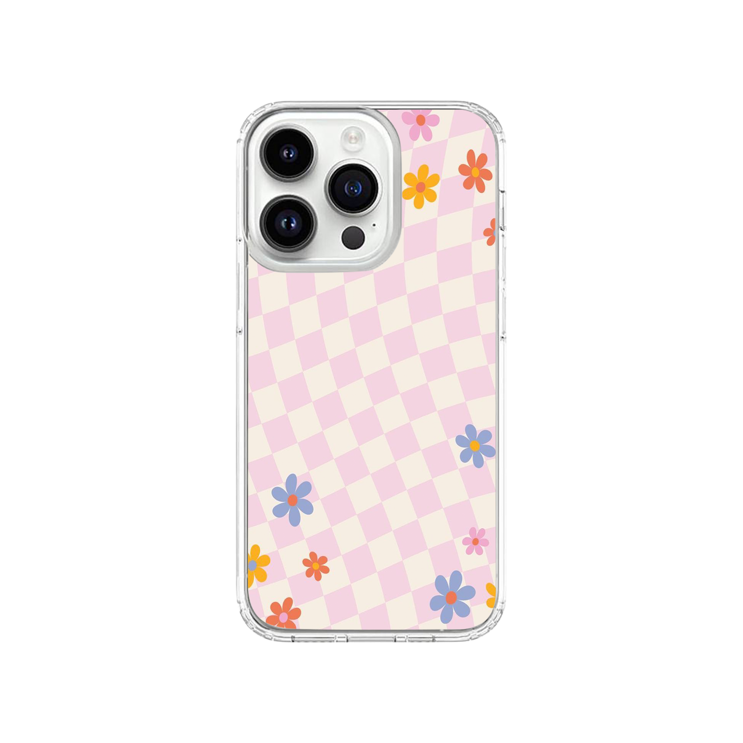 Checkered Flower Doodle Case