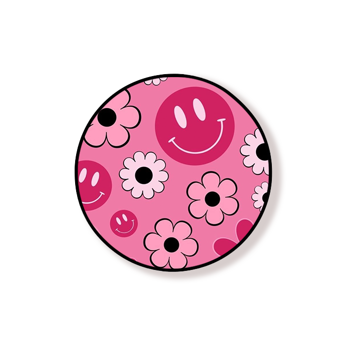 Pink Flower Smiley Grip Holder