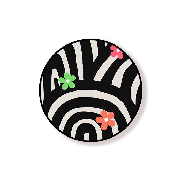 Black & White With Colorful Flowers Grip Holder