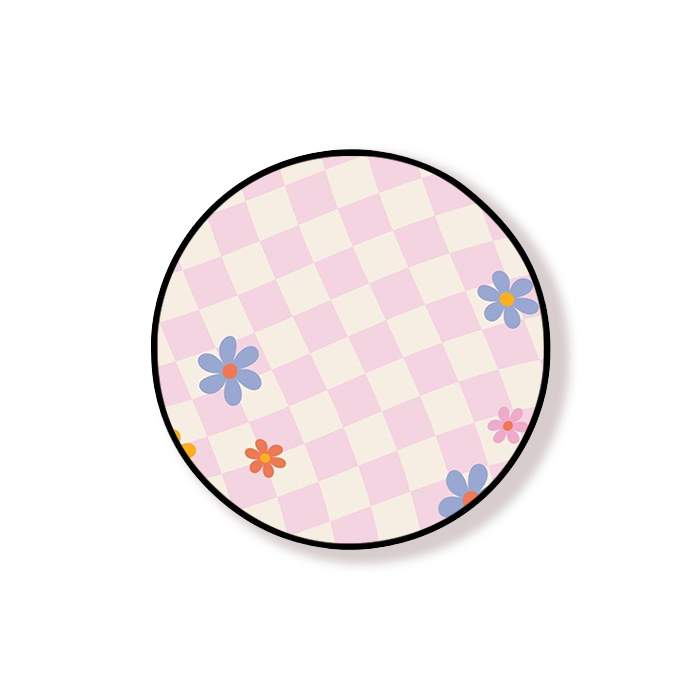 Checkered Flower Doodle Round Pop Holder