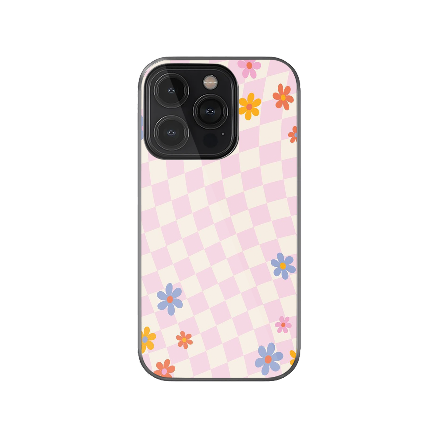 Checkered Flower Doodle Case