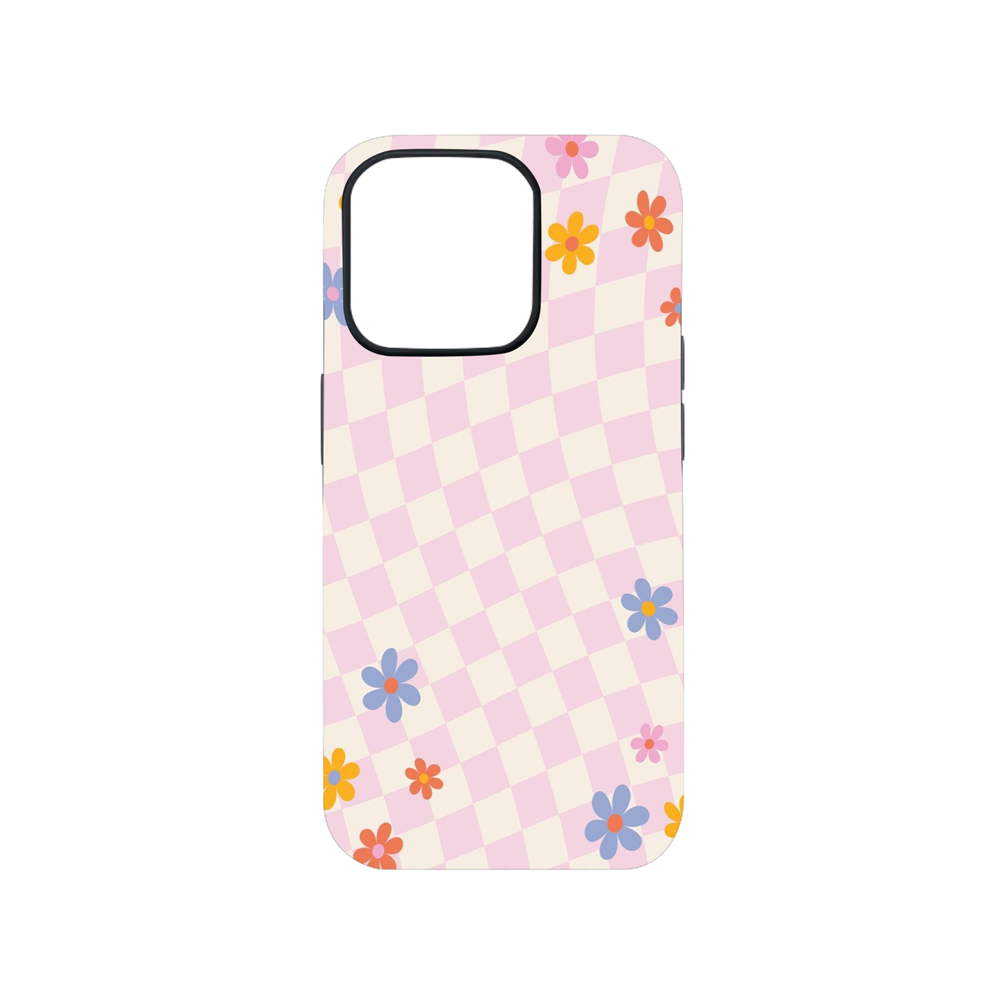 Checkered Flower Doodle Case