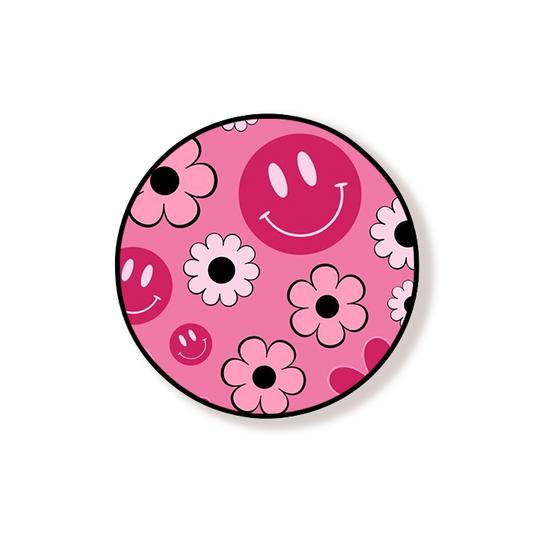 Pink Flower Smiley Grip Holder