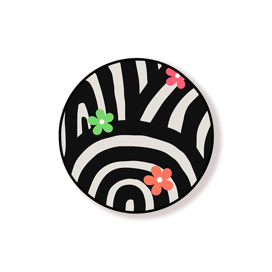 Black & White With Colorful Flowers Grip Holder